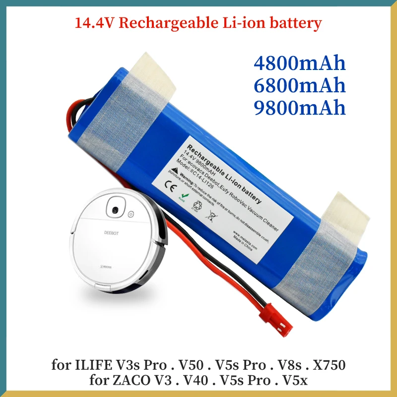 

2023 New Echte 14.4 V 6800mah 18650 Lithium-Batterie F ür ILIFE V3s Pro, V50, V5s Pro, V8s, x750 Roboter-staubsauger Batterie