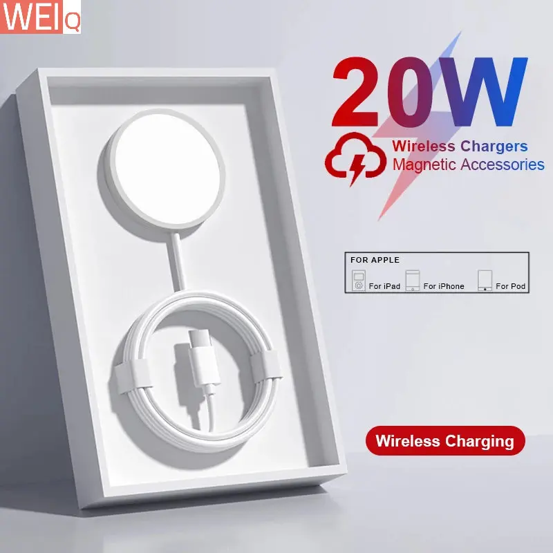 

Магнитное Беспроводное зарядное устройство для iPhone, оригинальное зарядное устройство 20 Вт для iPhone 14, 13, 12, 11 Pro Max, X, XS MAX, 8 Plus, USB C, аксессуары дл...