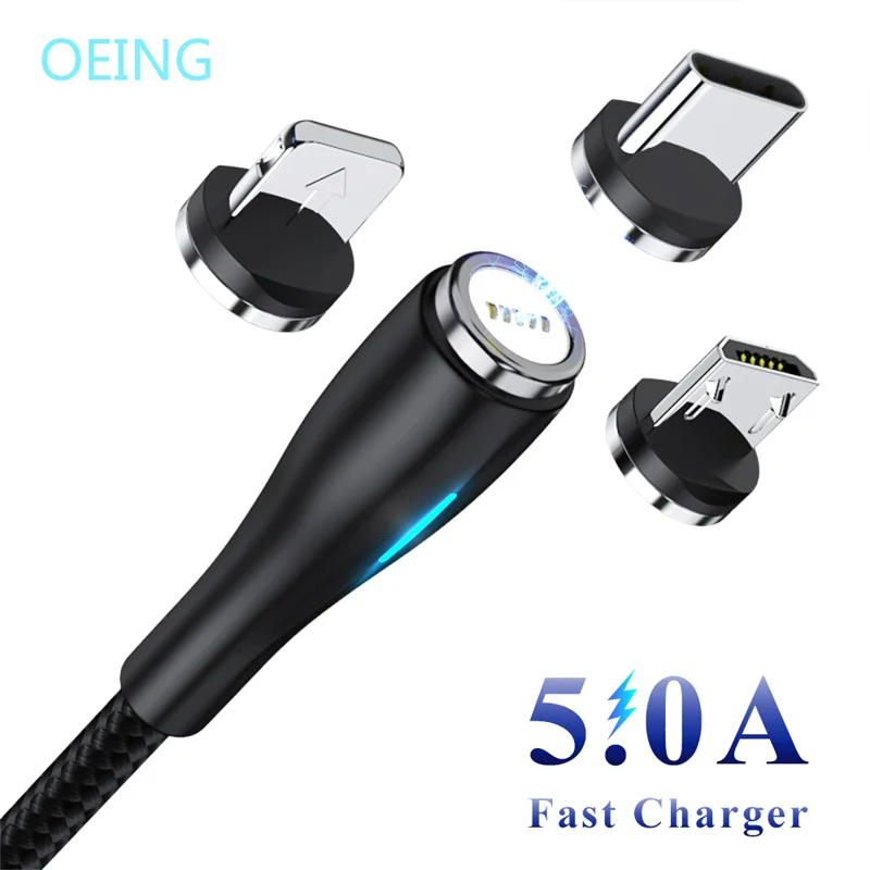 

OEING 5A Magnetic Micro USB Type C Charger Cable Fast Charging Cable For Huawei Xiaomi Poco iPhone 12 13 Phone Data Cord Cable