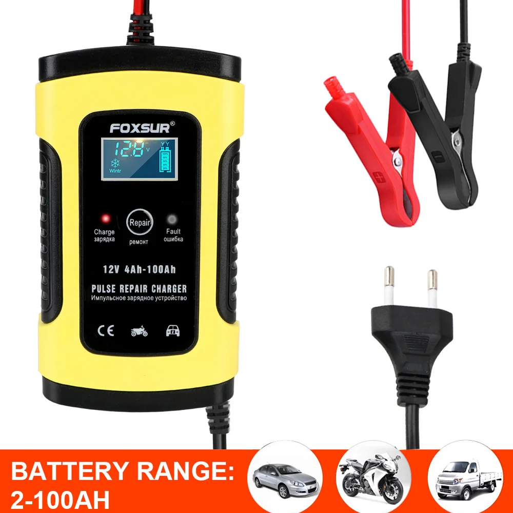 Intelligent Car Motorcycle Battery Charger 12V 6A Digital LCD Display For Auto Moto Lead Lead Acid Battery-Chargers