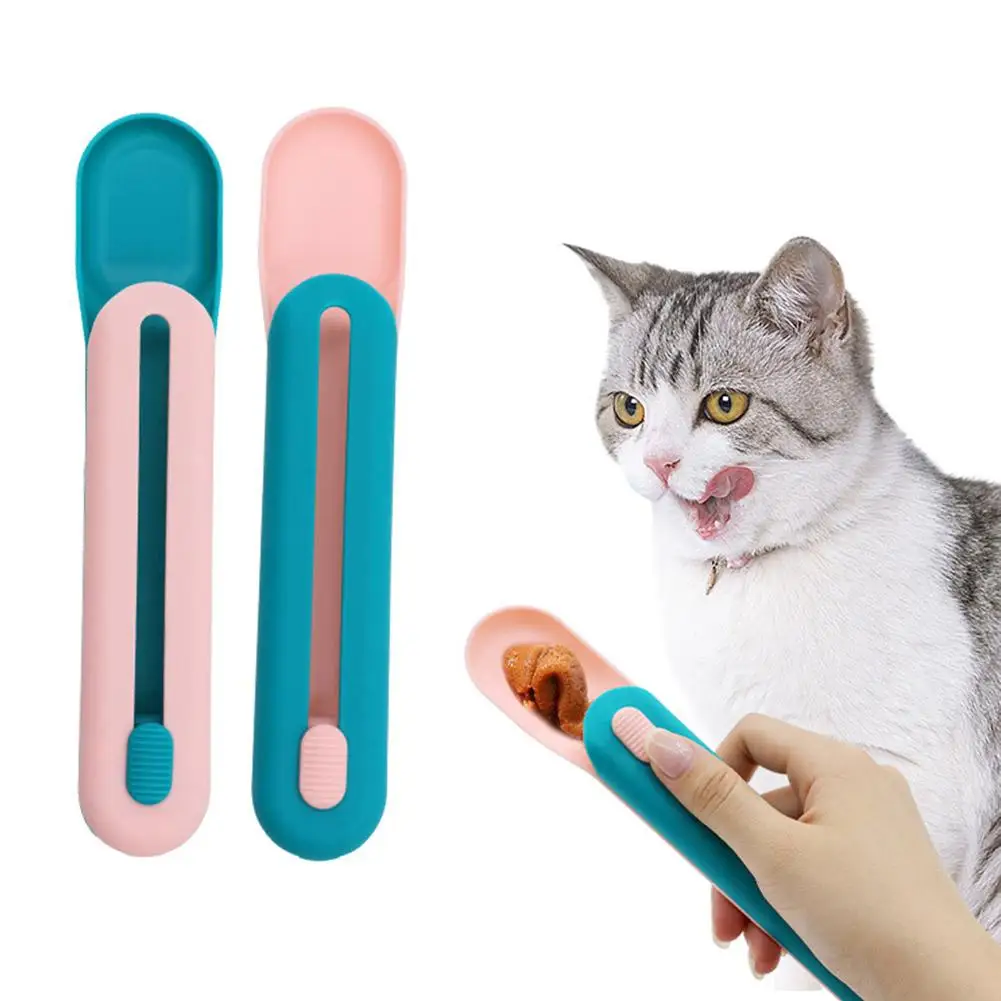 

Pet Feed Spoon Food Scoop Cat Treat Bars Squeezer Cereal Dispenser Treat Scoop Accessories Kitten Liquid Snack Puppy Y0C4