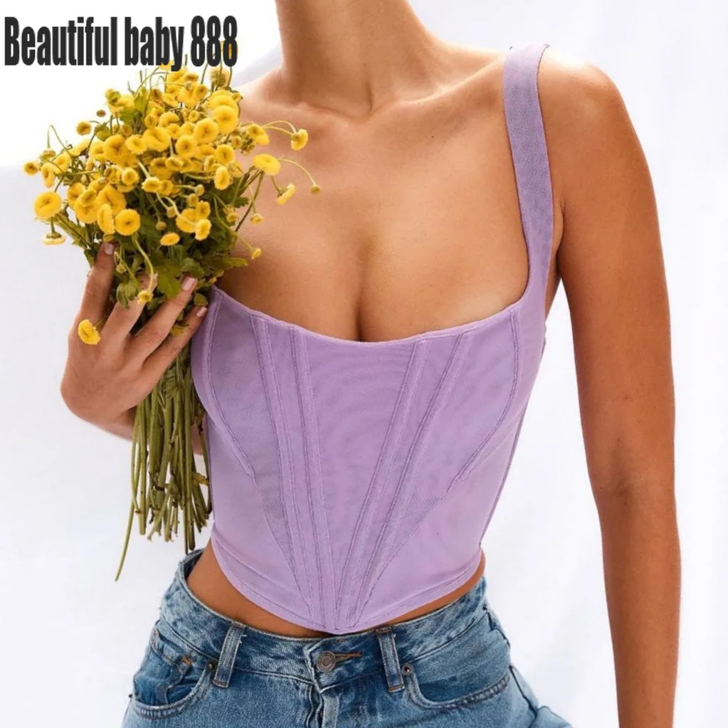 

Meqeiss Sexy Satin Corset Tops Women Clothing 2022 Summer V Neck Backless Crop Top Casual Sleeveless Club Party Camisole Blusas