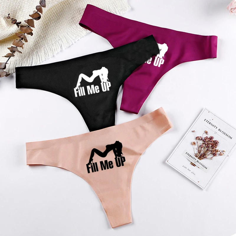 

Нижнее белье женское с надписью FILL ME UP, пикантное милое бесшовное нижнее белье в стиле оверсайз, трусики для женщин