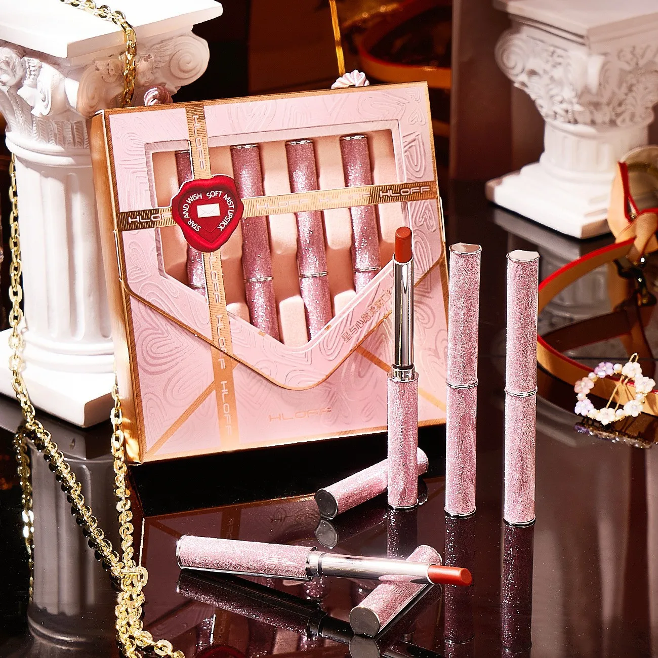 Набор помады в подарочной коробке матовый стойкий водостойкий бархатный блеск