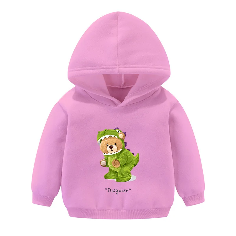 

2023 Autumn Dinosaur Cartoon Children's Hooded Sweatshirt Cartoon Dinosaur Pattern Male and Female Baby Casual Pullover