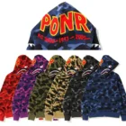 Мужская и Женская Классическая камуфляжная Толстовка Bape с капюшоном в виде акулы, Высококачественная спортивная куртка на молнии, худи в стиле хип-хоп Harajuku Plus Y2K