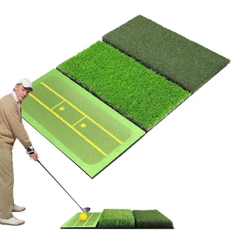 

Golf Training Mat 3-in-1 Batting Mat Golf Practice Mats Golf Practice Mat Training Aid With 3 Hitting Surfaces & Non-Slip Bottom