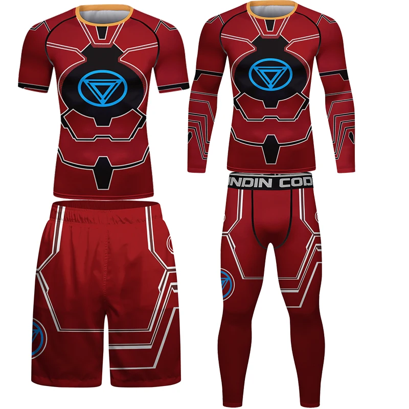 

New MMA Men Tracksuit Sports Suit Fitness Compression T-shirt Clothing Boxing Jogging Shorts Sportwear Workout Rashguard Tights