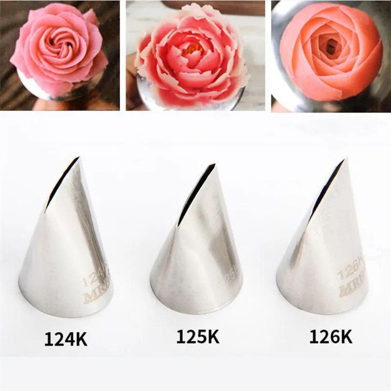 

3pcs Stainless Steel Pastry Nozzle Rose Petal Nozzles Fondant Cake Decorating Nozzle Confectionery Icing Piping Tips Baking Tool