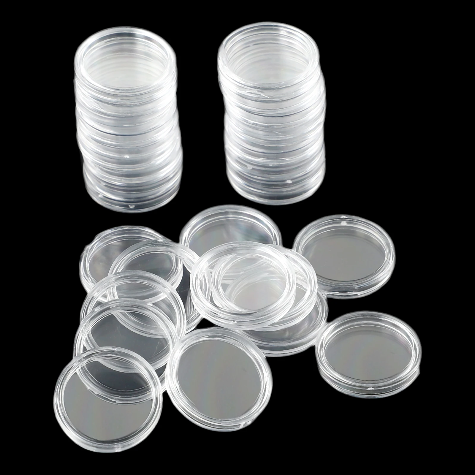 

Hot 100Pcs 21mm Coin Capsule Transparent Round Coin Capsules Storage Capsule Coin Collection Holder Containers Home Supplies