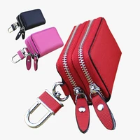 car key case leather key wallet double zipper general protection cover men and women key bag pouch porta chaves funda llave