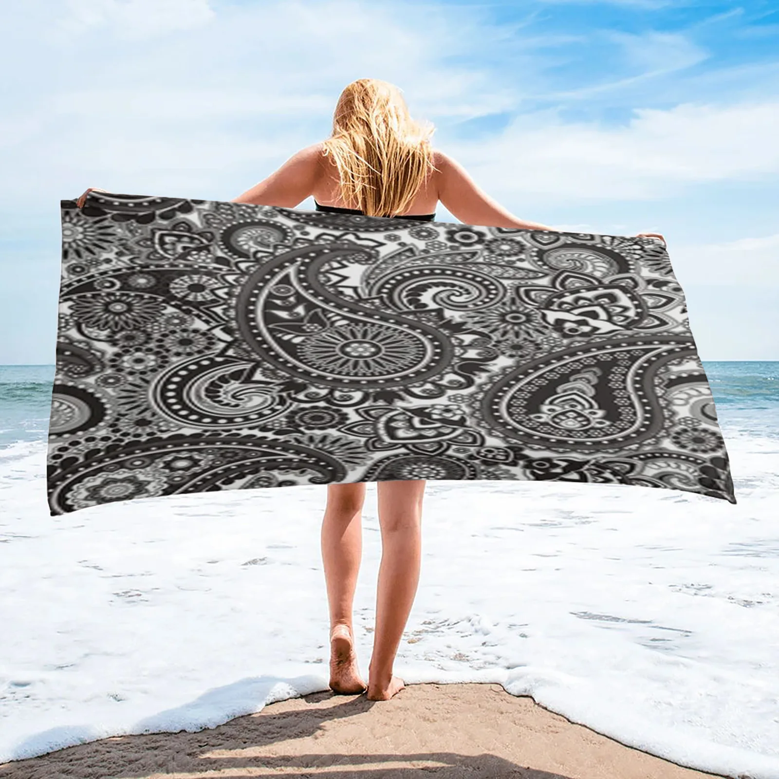 

Traditional Elements Paisley Soft Microfiber Bath Towel Swimming Beach Towel Sports Travel Accessories Face Towel