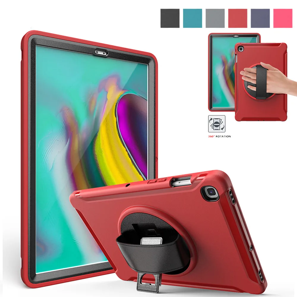 

Case For Samsung Galaxy Tab S5e 10.5 inch 2019 SM T720 T725 Kids Safe Shockproof PC + TPU Combo Hand Strap Stand Tablet Cover
