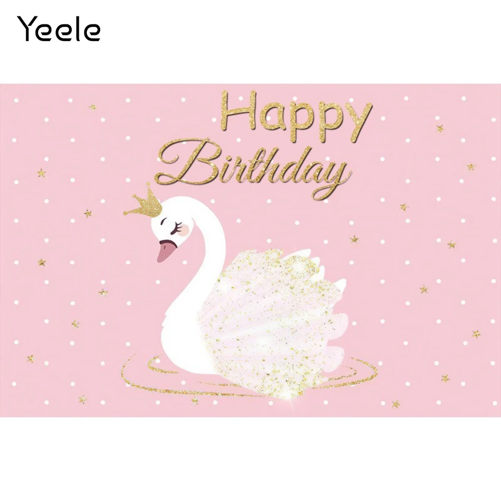 

Yeele Newborn Baby Girl Birthday Photocall Pink Swan Crown Glitter Photography Backdrop Photographic Background For Photo Studio
