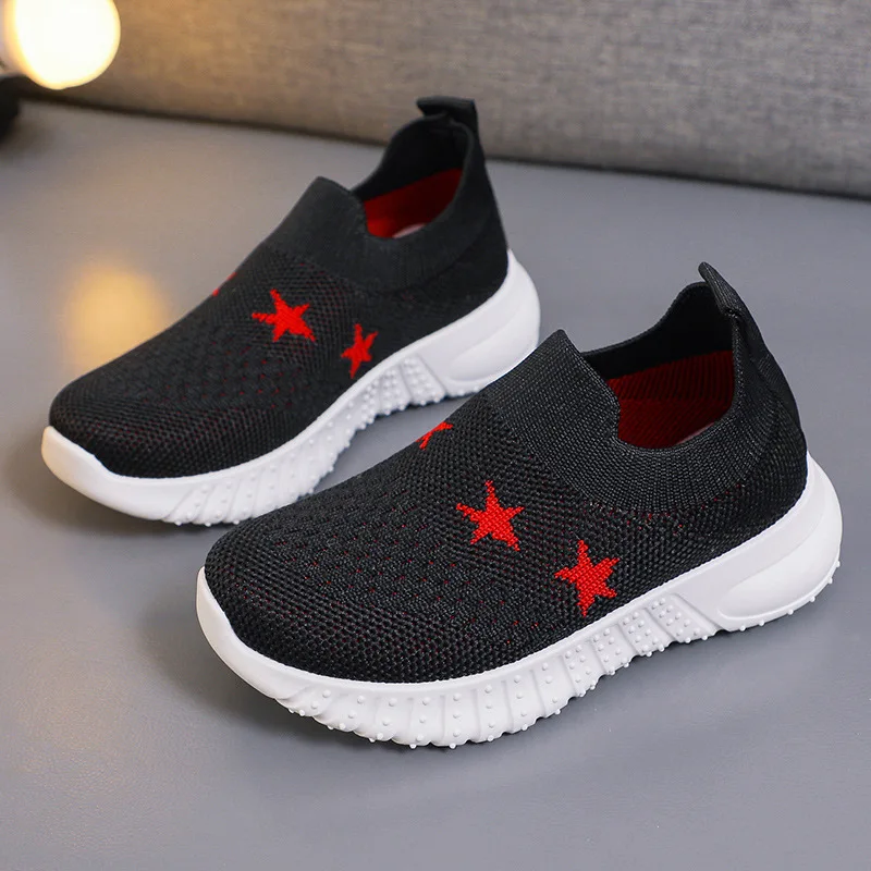 Children Star Woven Fly Shoes Kids 2022 Fashion Casual Sneakers for Boys and Girls Anti-slip Sneaker Boys Girls Sport Shoes