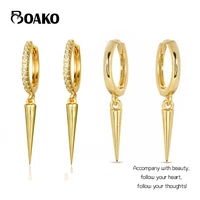 boako 2021 trend silver gold color spike hoop earrings for women punk zircon crystal small loop earring fashion jewelry gifts
