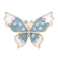wulibaby enamel butterfly brooches for women unisex 2 color rhinestone insects party office brooch pins gifts
