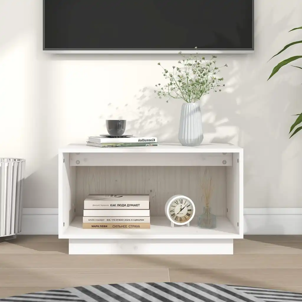 

White TV cabinet 60x35x35 cm solid pine wood