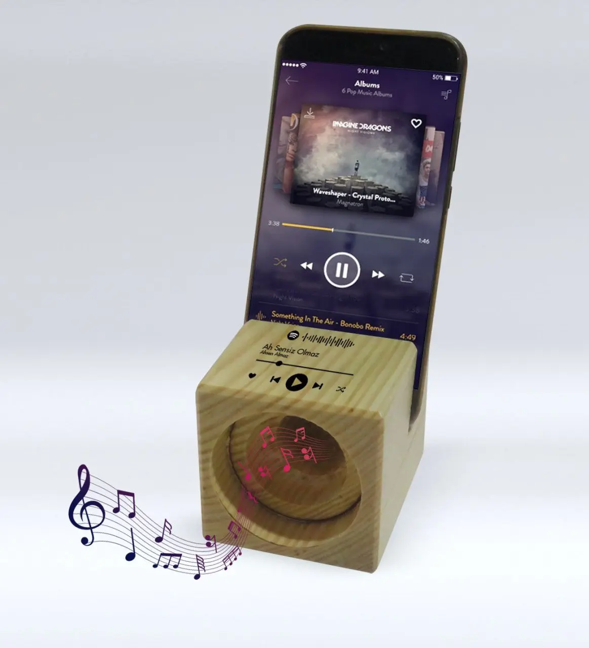 

Personalized Spotify Barcoded Wood Phone Stand and Audio Amplifier Amplifikatör-1