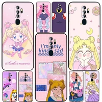 anime sailor moon girl for oppo reno7 6 5 4 2 z lite pro plus se 4g 5g black soft tpu shockproof silicone cover phone case