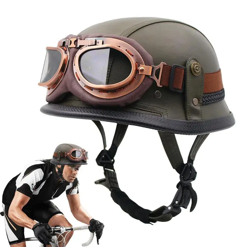 

Retro Motorcycle Helmets With Goggles New Open Helmets German Style Vintage Casco Moto Helmets Scooter Four Seasons Available