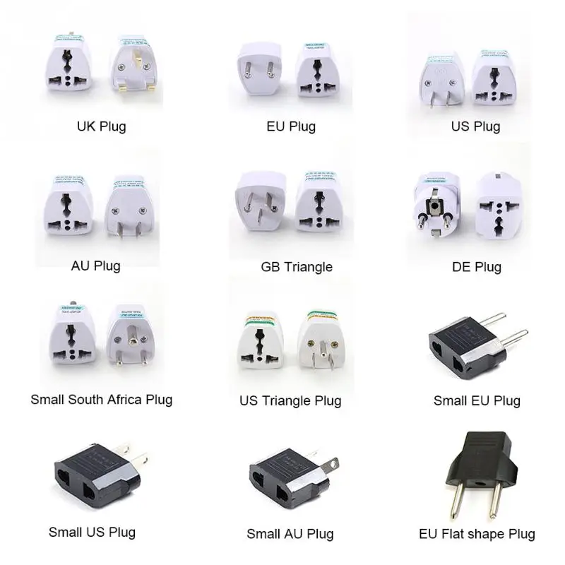 

Universal UK US AU to EU AC Power Socket Plug Travel Charger Adapter Converter 2 Flat Pin for Travel Use Universal #1103