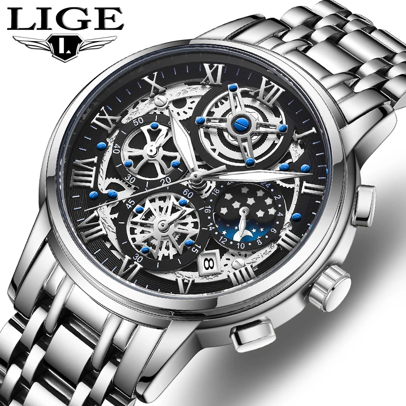 

LIGE New Fashion Men Watch Calendar Top Brand Clock Luxury Sports Chronograph Waterproof Quartz Watches Mens Relogio Masculino