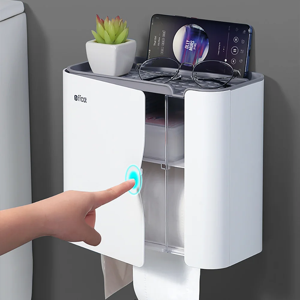 

Bathroom Water Proof Toilet Tissue Box Suitable For Kitchen Magnetic Attraction Door Storage Box Wall-Mounted Storage Rack