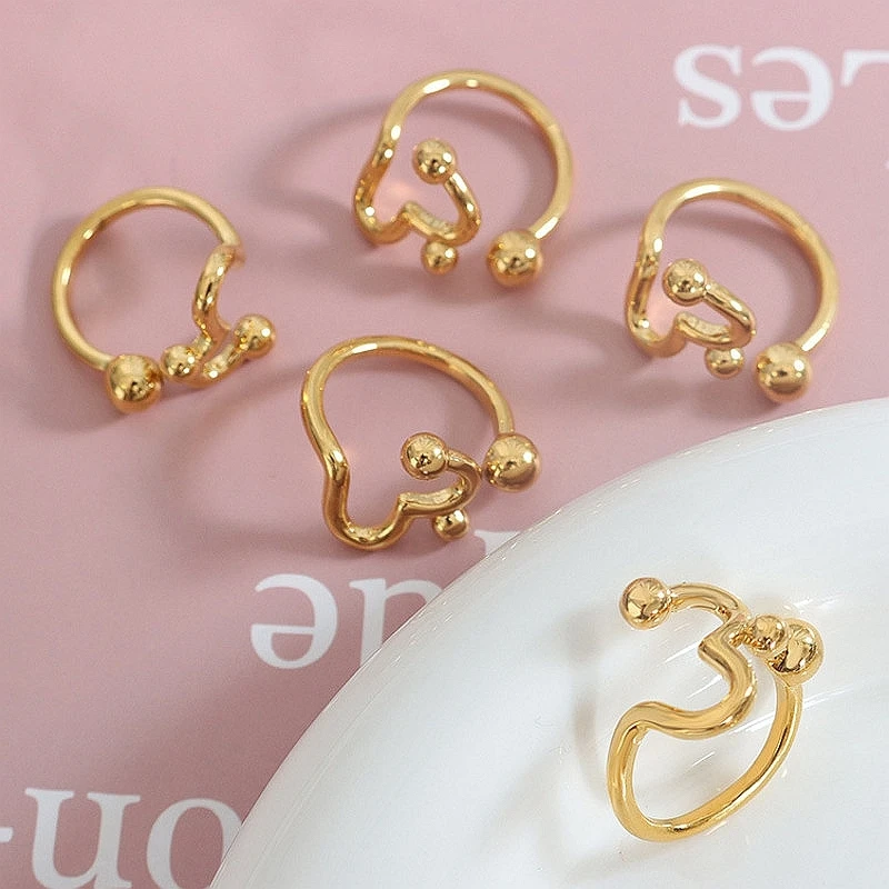 

Irregular Love Hollow Exaggerated Rings For Women Finger Ring Copper Y2k Accessories Gift For Girlfriend Gold Plated Jewelry