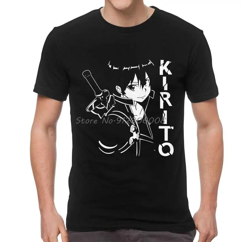 

Sword Art Online Tshirt Men Novelty Tee Tops Cotton T Shirts Anime Manga Kazuto Kirigaya Kirito T-shirt Harajuku Streetwear