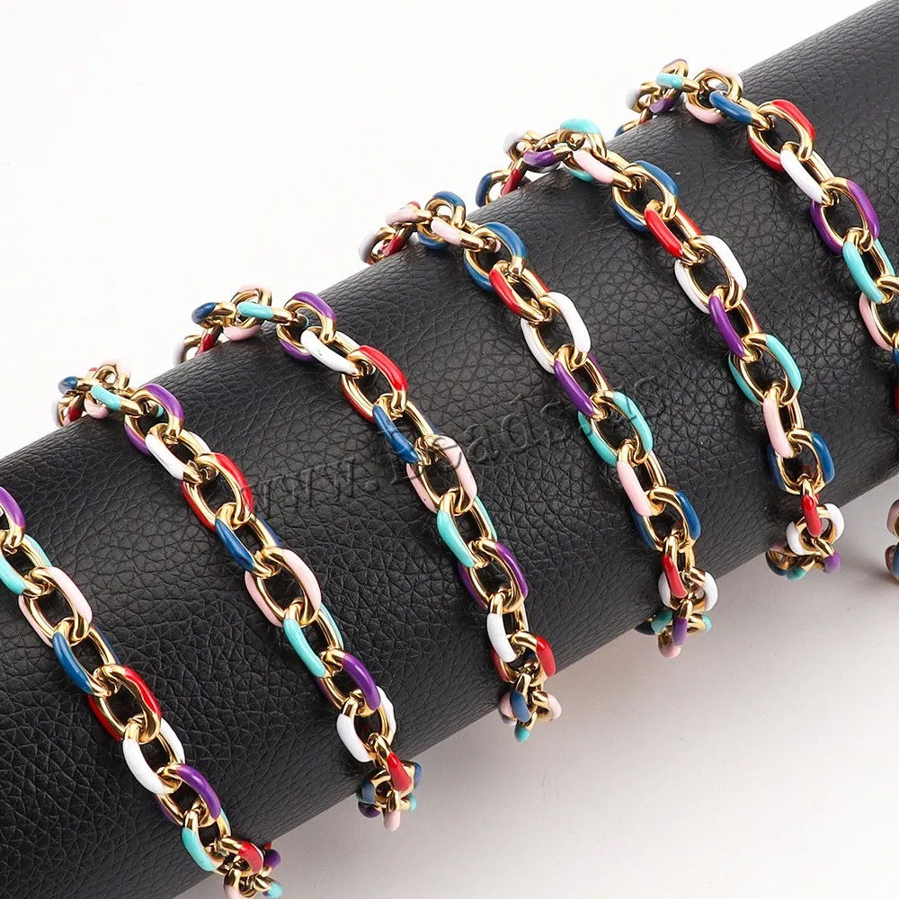 1 м/рулон цепочки из нержавеющей стали 304 с золотым и серебряным покрытием