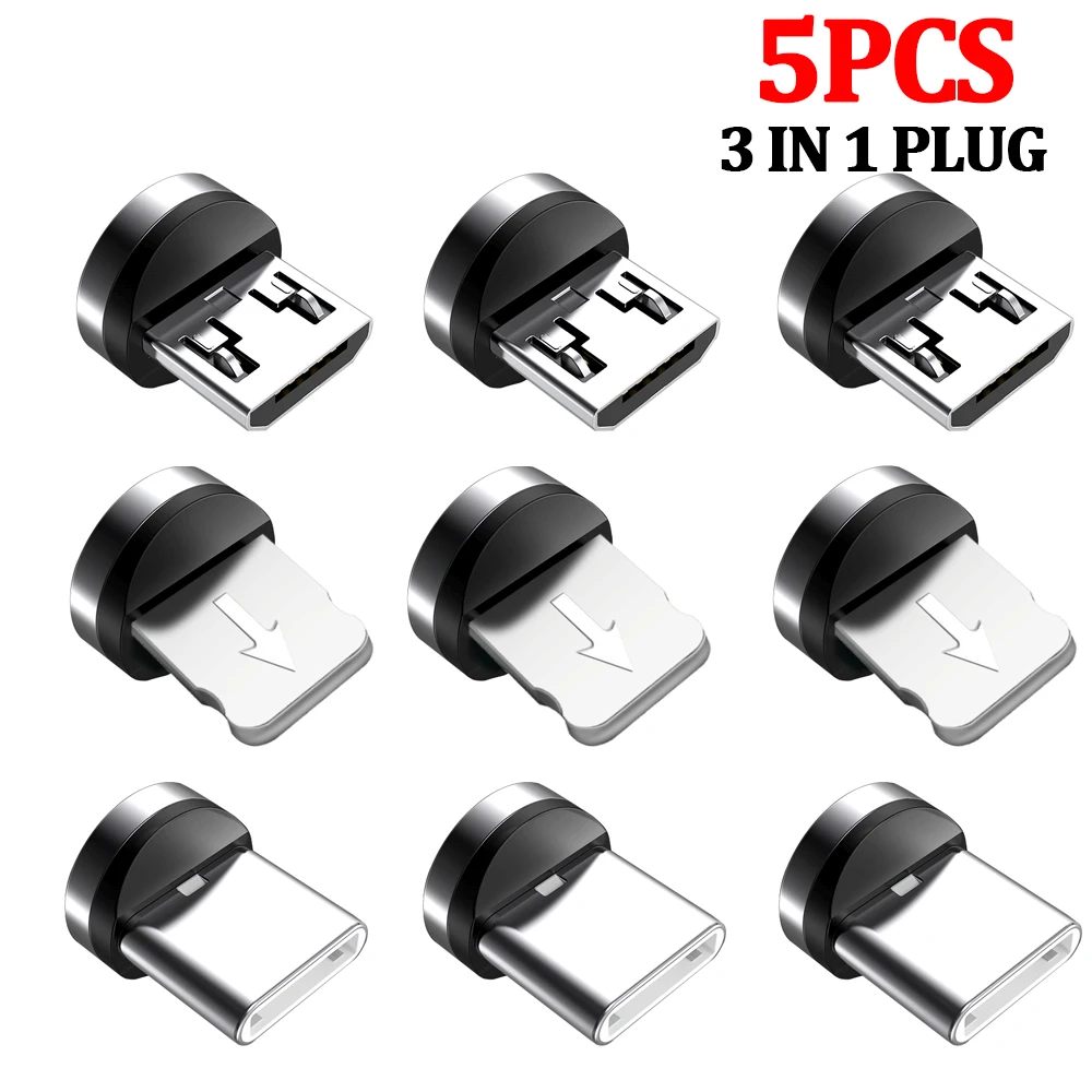 

5PCS 360° Rotating Magnetic Tip for Fast Charging Mobile Phone Magnet Charger Replacement Parts Converter Charging Cable Adapter