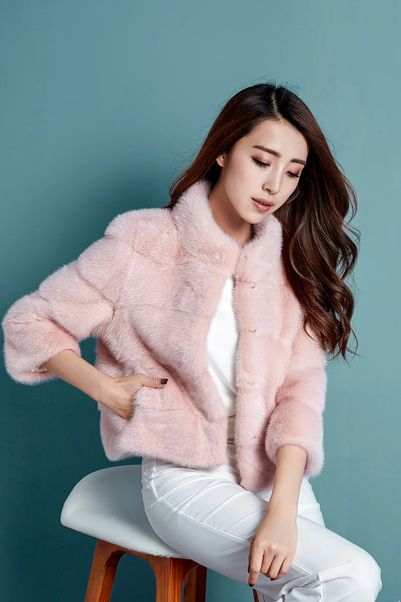 Faux Fur Stand Collar Coat 2022 Winter Fur Faux Mink Coat Mink Coat Women  Short Jacket Basic Elegant   Faux Fur Coat for Women