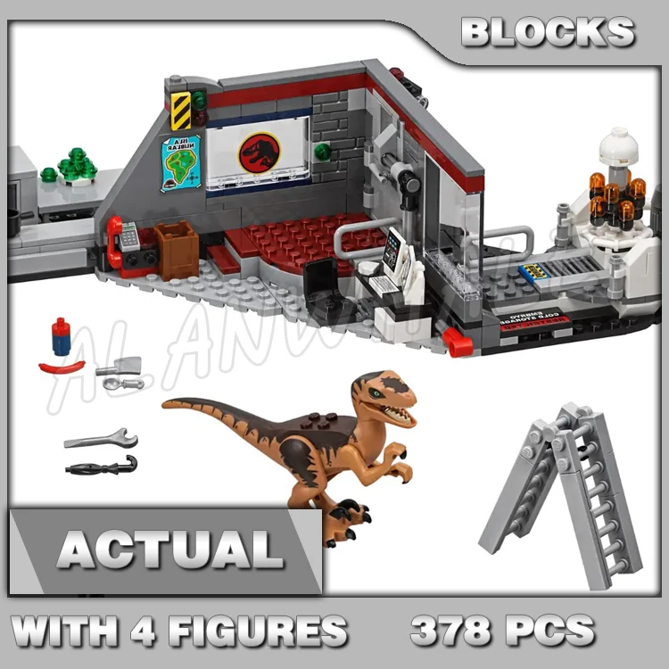 

378pcs Jurassic World Velociraptor Chase Kitchen Cabinet Area Dinosaur Park 10924 Building Blocks Set Compatible With Model