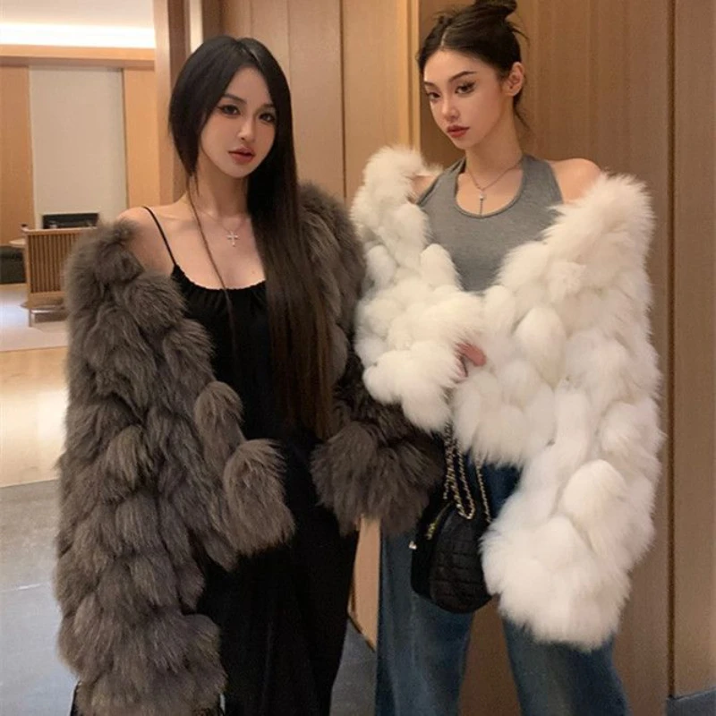 Women Mink Faux Fur Coat Solid V-neck Winter Warm Fake Fur Coat Female Solid Color Casual Jacket Coats Ladies Fake Fur Coat G130