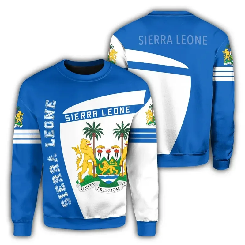 Sierra Leone Flag Map Graphic Sweatshirts For Men Clothes Fashion Women Sweater Casual Male Streetwear Autumn Pullover Tracksuit