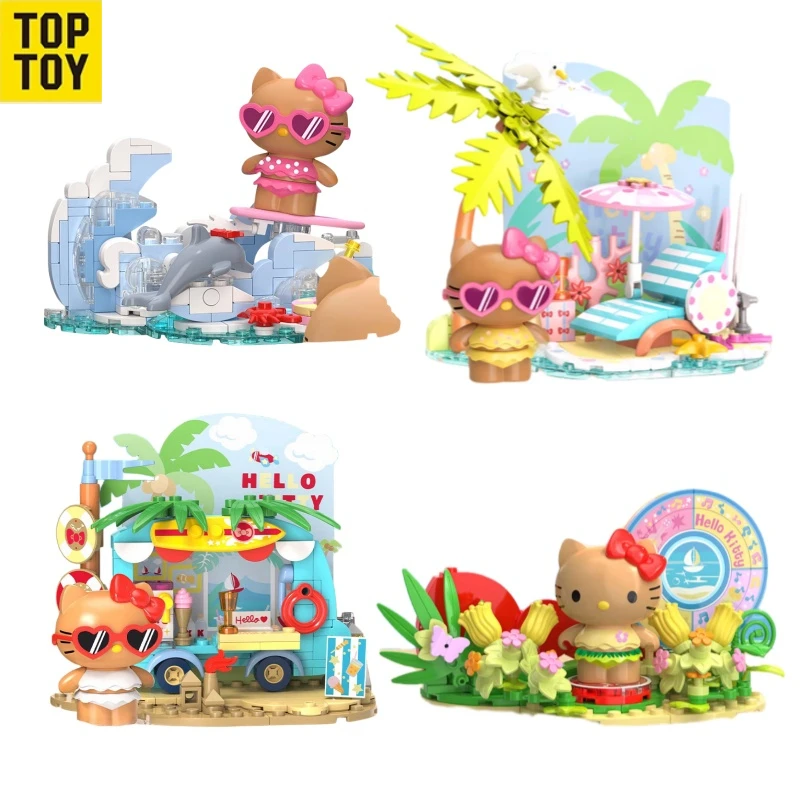 Новинка TOPTOY Sanrio Binhai праздничный Конструктор из черной кожи HELLO KITTY Детская сборка