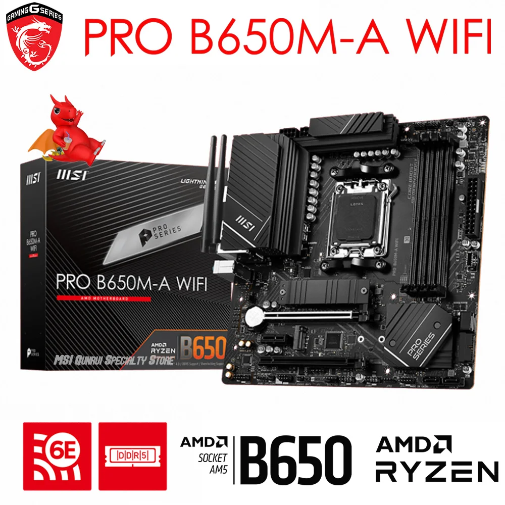 

AM5 MSI PRO B650M-A WIFI AM5 Motherboard DDR5 6400+MHz AMD B650 M.2 128GB R5 R7 R9 AM5 Processor AM5 Desktop B650 Mainboard