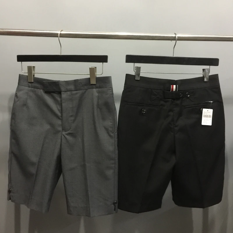 TB Style Short Trousers with Suits, Double-layer Fabric, High Waist, All-match British Style Five-point Pants