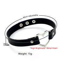 new fashion choker women necklaces punk gothic pu leather chain heart buckle collar necklace party jewelry decoration choker col
