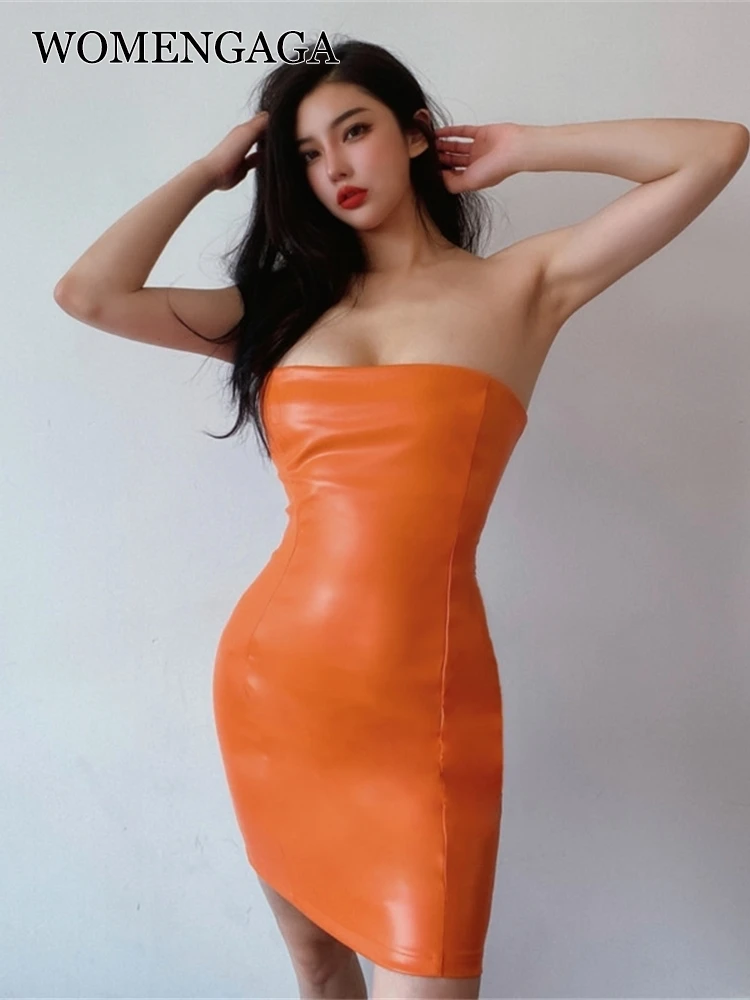 

Привлекательное облегающее мини-платье womпорайзер из искусственной кожи с воротником-лодочкой на груди, Осень-зима 2021, горячие привлекател...