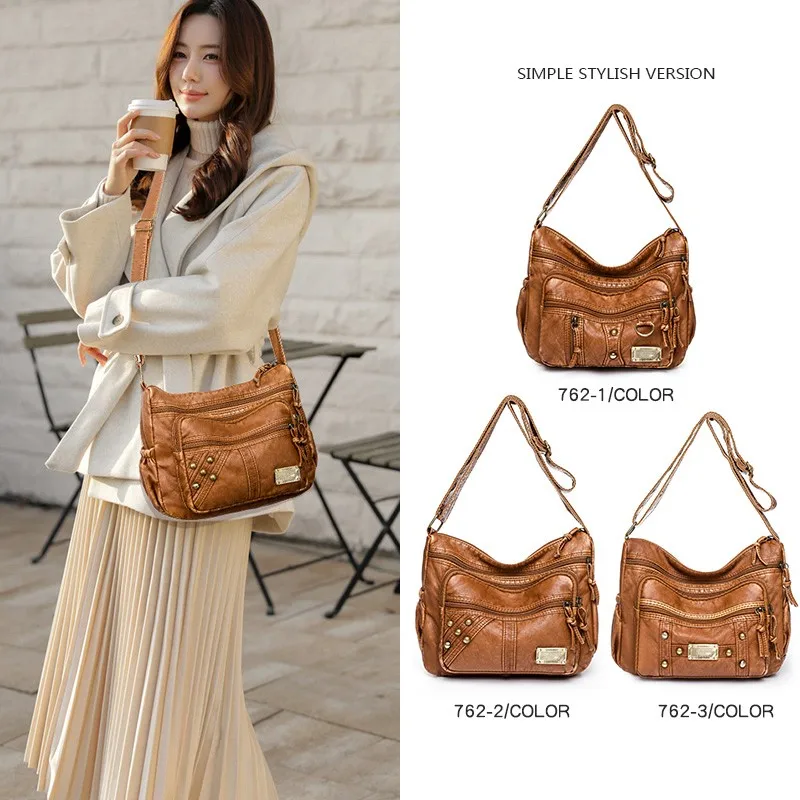 

Retro Style Women Crossbody Bag Multi-layer Design Female Shoulder Bags High Quality PU Leather Messenger Bags