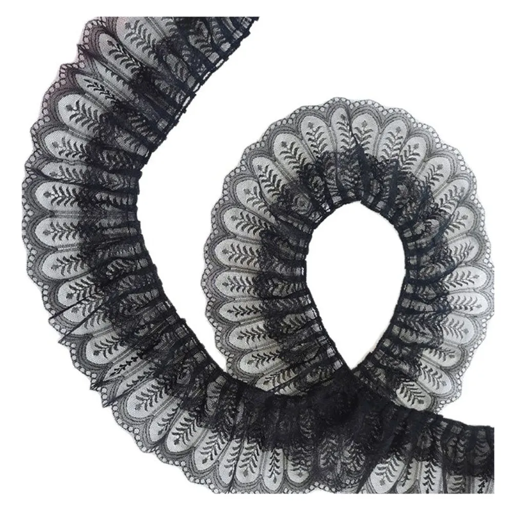 1 ярдов плиссированные кружева ткани Ремесло Аппликация 9 см декоративные