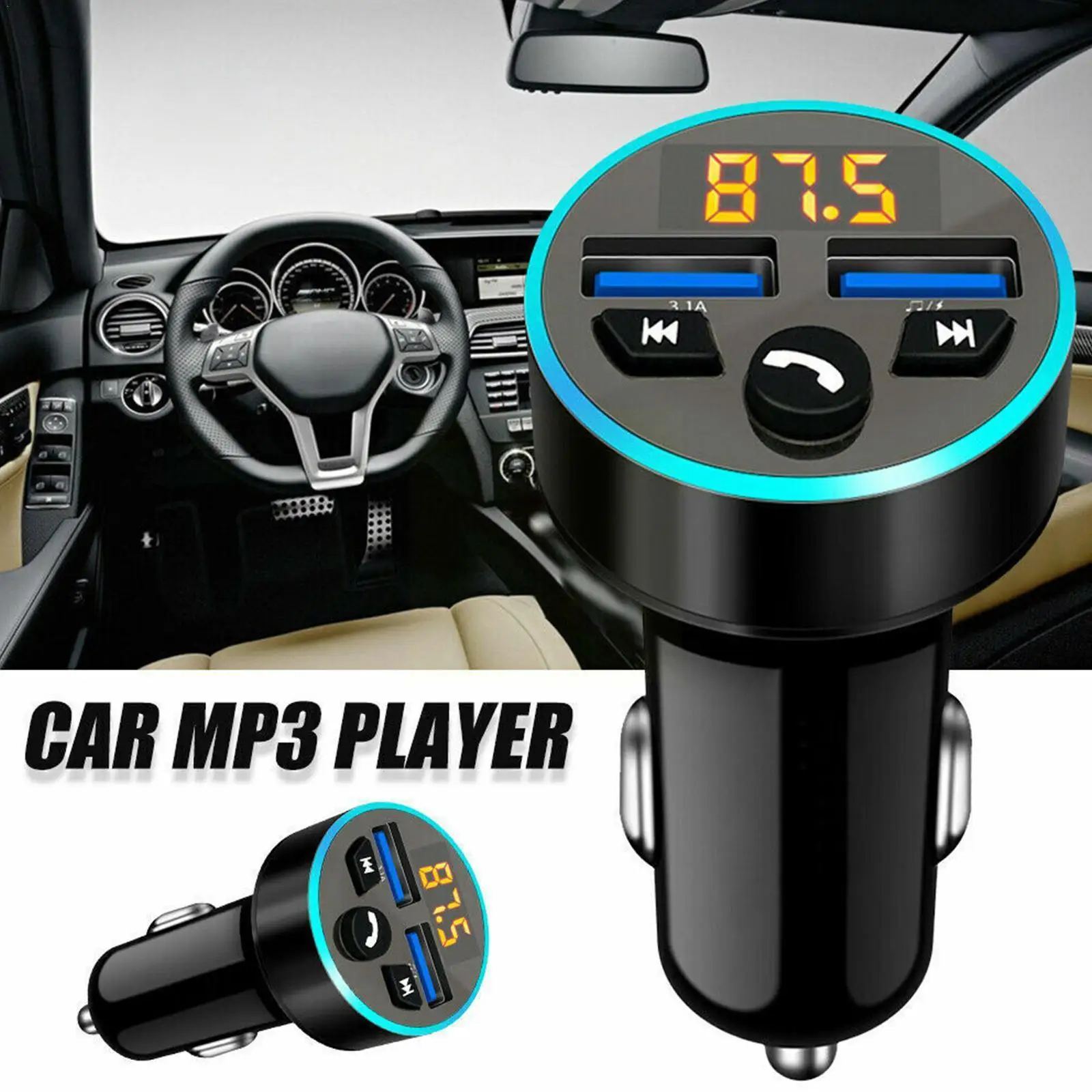 

New Car Bluetooth MP3 Player Car FM Receiver Car Hands-Free QC3.0 Music Car Fast Wholesale Charger USB Phone X0U0