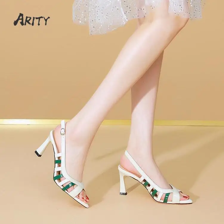

Hollow Sandals 2022 Summer Women's Sandals Stiletto Color Matching Fish Mouth High Heels Sling Back Women Shoes