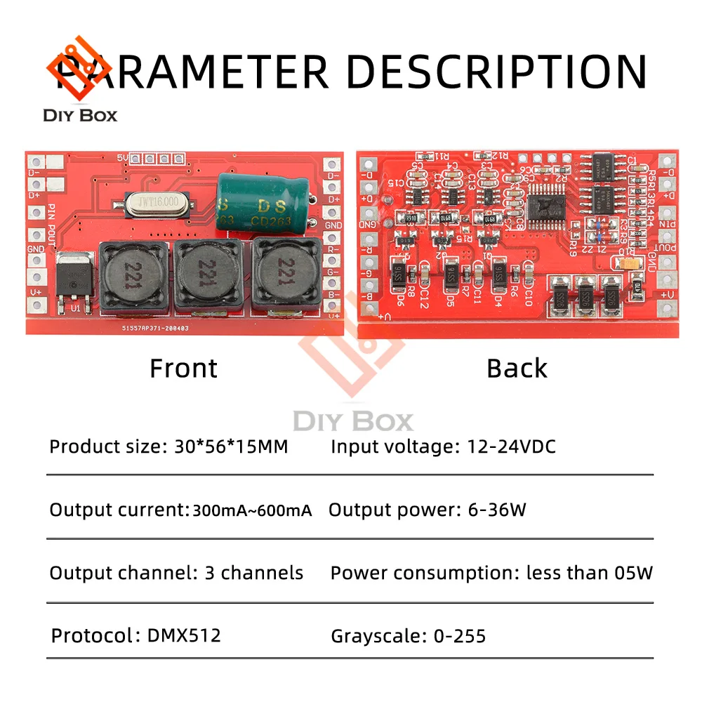 Трехканальный модуль постоянного тока DMX512 DM-100DC 36 Вт 600 мА Светодиодный драйвер