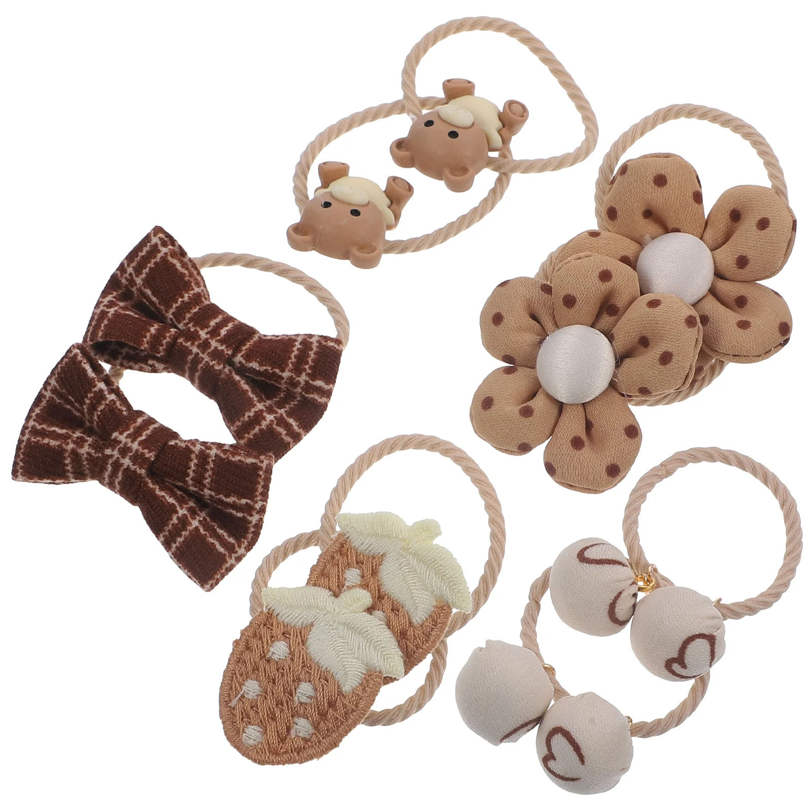 

5 Pairs Decorative Hair Ties Cute Hair Rope Elastic Ponytail Holders Girl Hair Ties