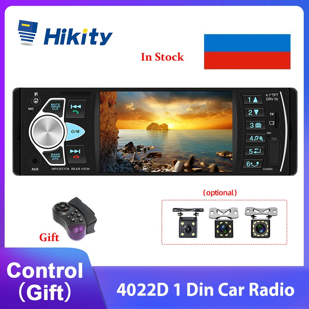 

Автомагнитола Hikity 4022D, 1 Din, 4,1 дюйма, FM-радио, Bluetooth, поддержка камеры заднего вида