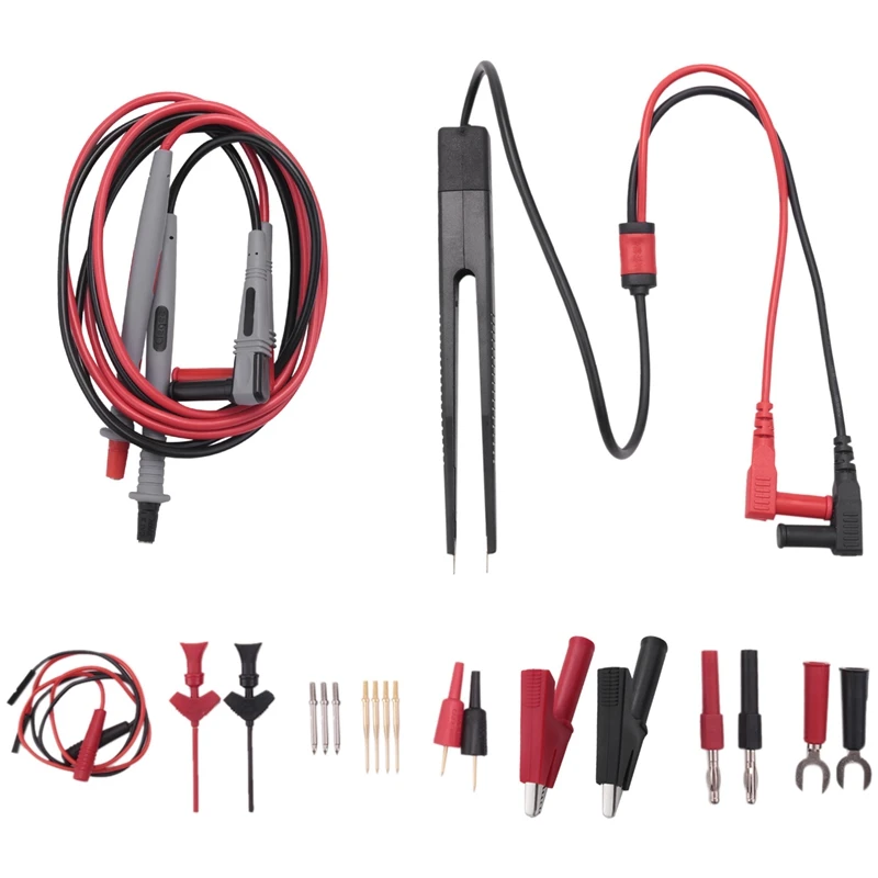 

Multimeter Test Leads Kit Digital Electrical Test Probes Set with Alligator Clips Mini Grabber Test Hook Clips Tweezer