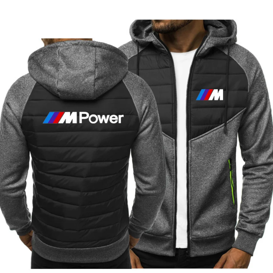 

Men for bmw power M Car Logo Print Fashion Casual Long Sleeve Hooded Sweatshirts Mens Jacket zipper Man Hoody Clothing